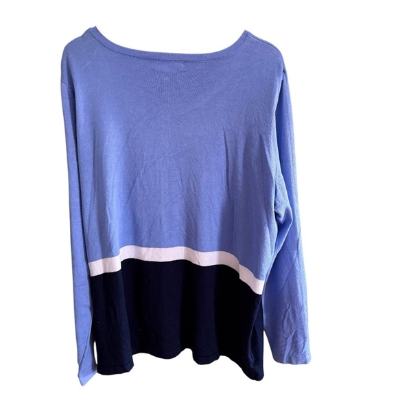 Karen Scott Women's Blue Plus Size Color Blocked Cardigan 3X Spring Lightweight - Picture 10 of 13